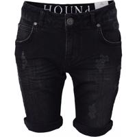 HOUND straight shorts black denim forfra 🖤 Klassiske sorte denimshorts med cool slidlook
